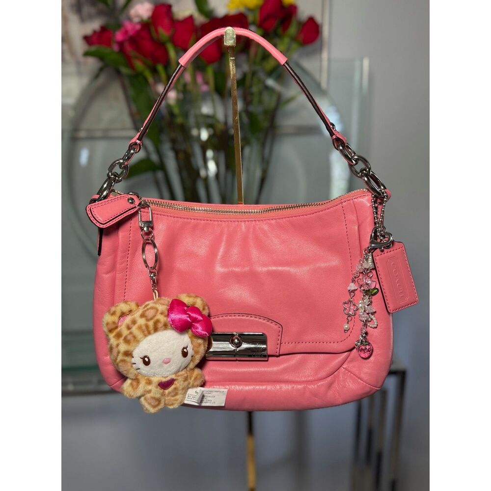 Vintage Coach Pink Leather Shoulder Bag with Strap